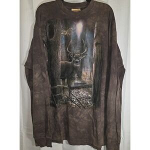 The Mountain Deer Woods LongSleeve Shirt Mens XXL Brown Buck Nature Vintage 90s